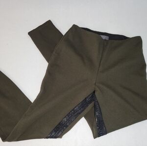 LYSSE' New York Size Small Dark Green Leggings With Snakeskin Trim